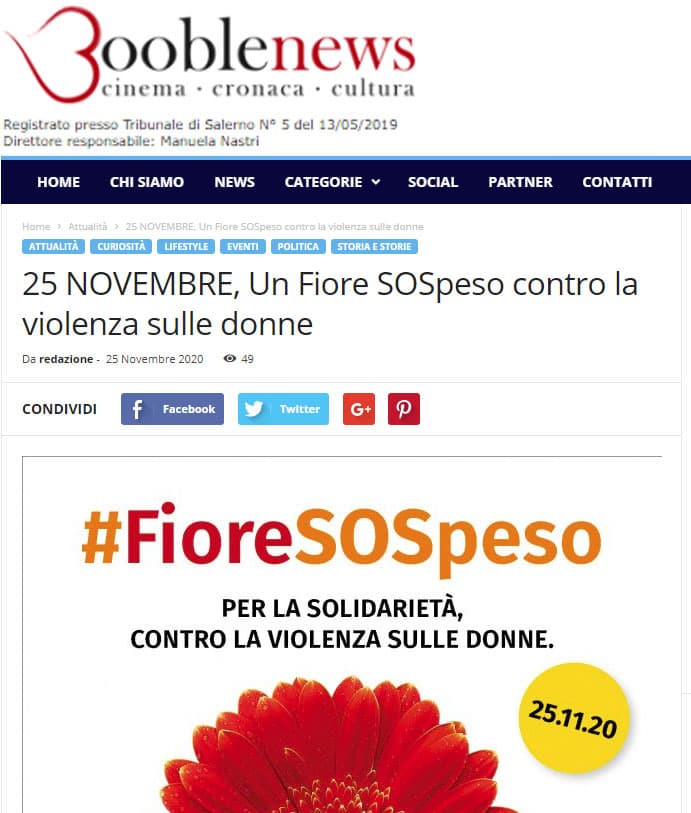 BoobleNews: 25 NOVEMBRE, Un Fiore SOSpeso contro la violenza sulle donne