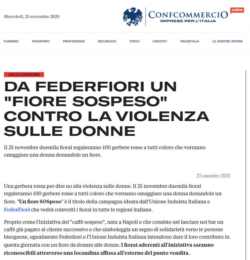 Confcommercio: DA FEDERFIORI UN 