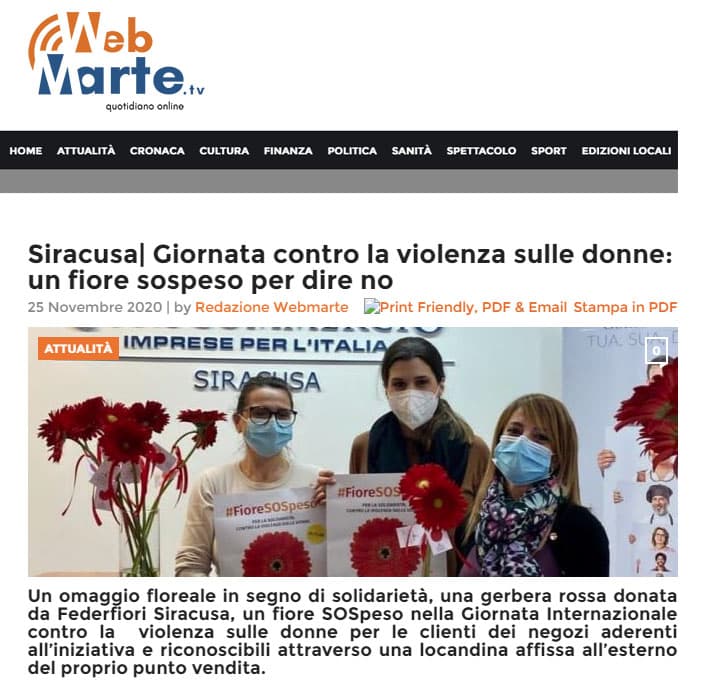 WebMarte: Siracusa Giornata contro la violenza sulle donne: un fiore sospeso per dire no