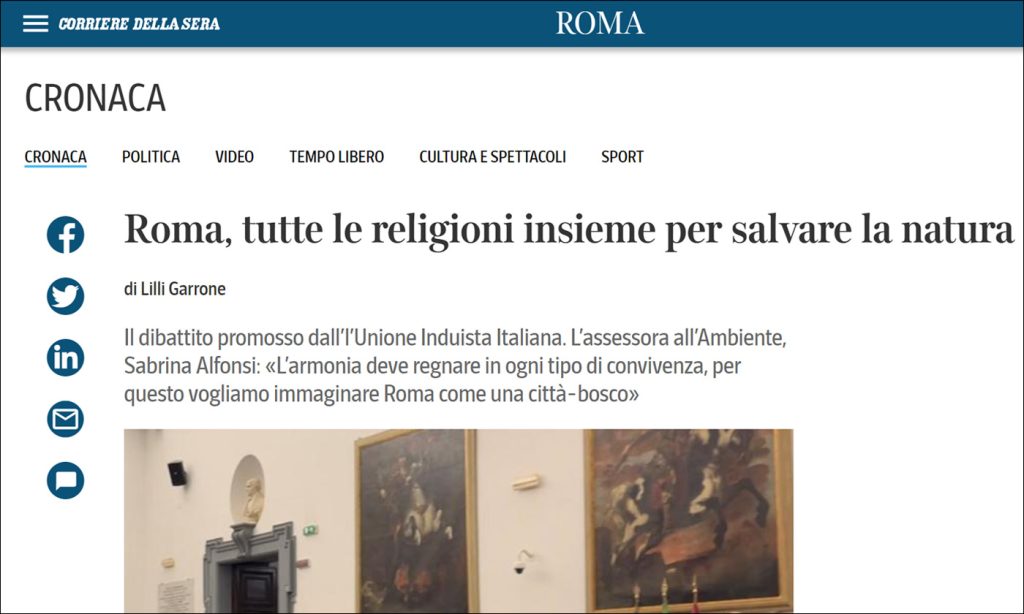 Roma, tutte le religioni insieme per salvare la natura